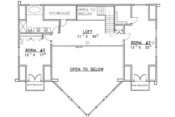 Floor Plan - Upper Floor for Log House Plan #117-411 - 3 bed, 3 bath