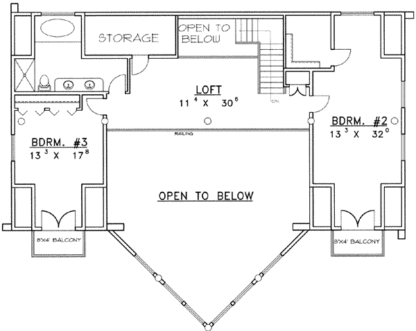 Home Plan - Log Floor Plan - Upper Floor Plan #117-411