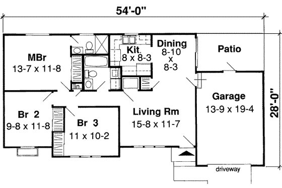 Floor Plan - Main Floor for Country House Plan #312-541 - 3 bed, 2 bath