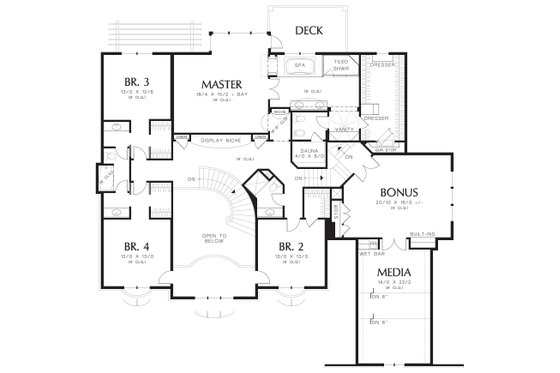 Floor Plan - Upper Floor for European House Plan #48-620 - 4 bed, 3.5 bath