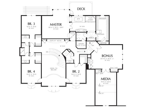 European Floor Plan - Upper Floor Plan #48-620