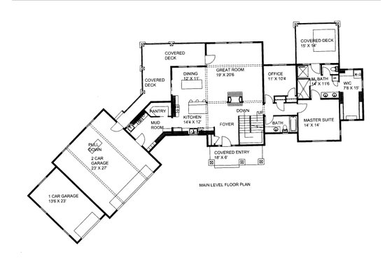 Floor Plan - Main Floor for Craftsman House Plan #117-1115 - 3 bed, 3 bath
