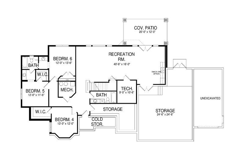 Dream House Plan - Floor Plan - Lower Floor for European House Plan #920-60 - 6 bed, 5.5 bath