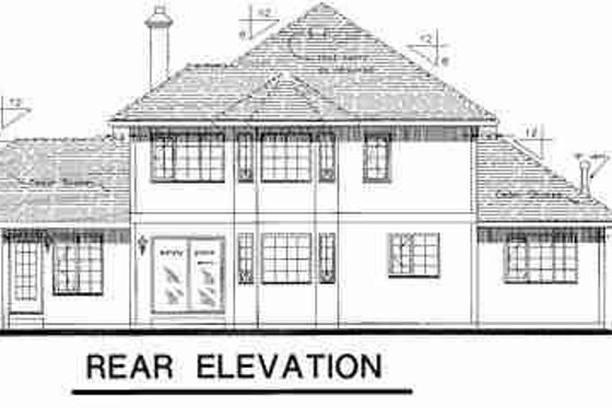 Exterior - Rear Elevation for Tudor House Plan #18-8972 - 4 bed, 3 bath