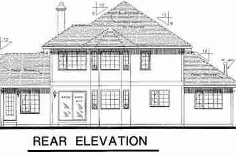 House Blueprint - Exterior - Rear Elevation for Tudor House Plan #18-8972 - 4 bed, 3 bath