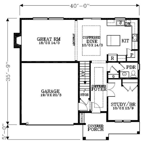 Craftsman Floor Plan - Main Floor Plan #53-451