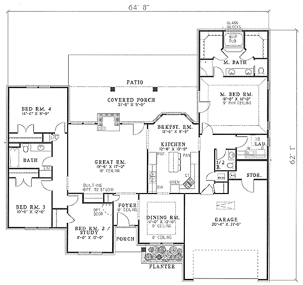 Architectural House Design - Traditional Floor Plan - Main Floor Plan #17-148