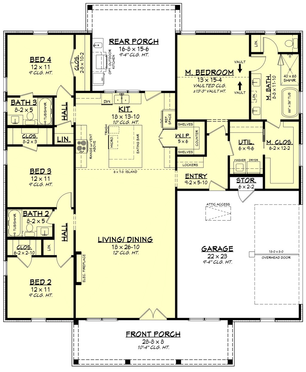 Floor Plan - Main Floor for Farmhouse House Plan #430-442 - 4 bed, 3 bath