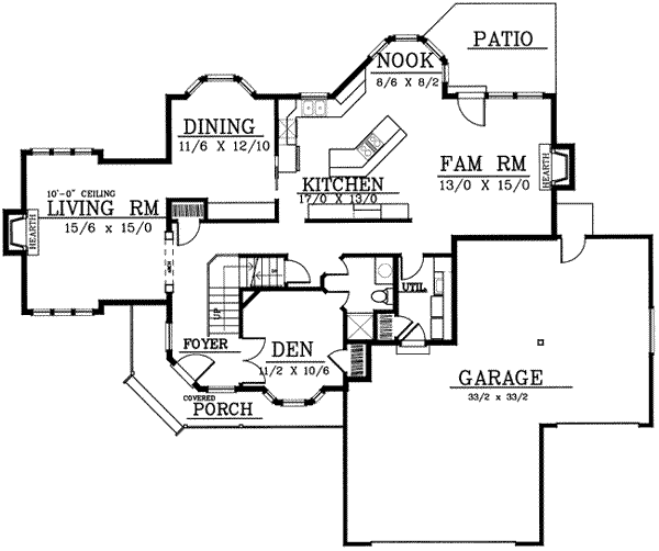 House Plan Design - Country Floor Plan - Main Floor Plan #97-207