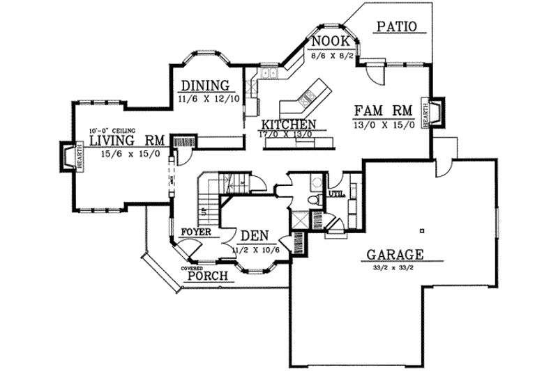 House Plan Design - Floor Plan - Main Floor for Country House Plan #97-207 - 4 bed, 3 bath