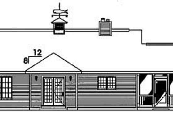 Exterior - Rear Elevation for Ranch House Plan #312-344 - 3 bed, 2 bath