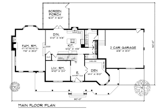 Floor Plan - Main Floor for Victorian House Plan #70-482 - 4 bed, 2.5 bath