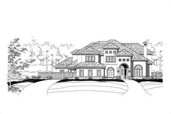 Exterior - Front Elevation for Mediterranean House Plan #411-624 - 6 bed, 6.5 bath