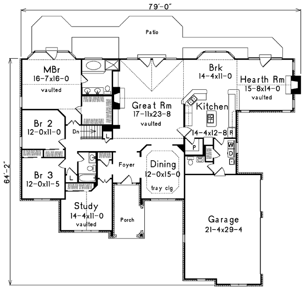 Architectural House Design - European Floor Plan - Main Floor Plan #57-175