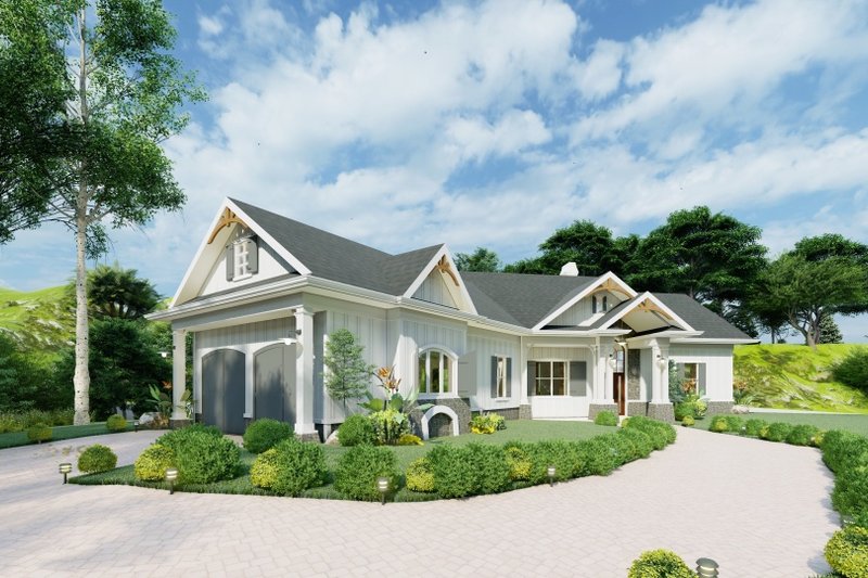 House Blueprint - Exterior - Front Elevation 4 for Ranch House Plan #54-466 - 3 bed, 2.5 bath