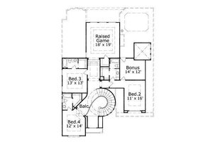 Floor Plan - Upper Floor for European House Plan #411-500 - 4 bed, 4.5 bath