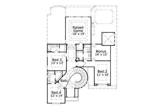 Floor Plan - Upper Floor for European House Plan #411-500 - 4 bed, 4.5 bath