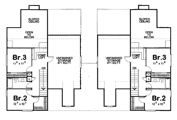 Architectural House Design - Traditional Floor Plan - Upper Floor Plan #20-2138