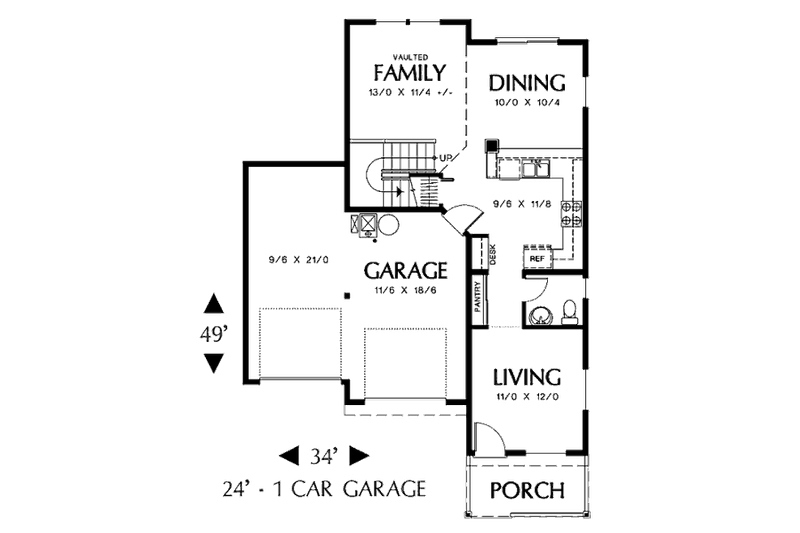 Architectural House Design - Floor Plan - Main Floor for Country House Plan #48-307 - 3 bed, 2.5 bath