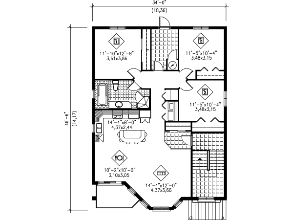 European Floor Plan - Upper Floor Plan #25-4186
