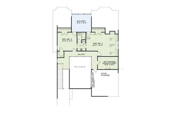 Floor Plan - Upper Floor for European House Plan #17-202 - 3 bed, 2.5 bath