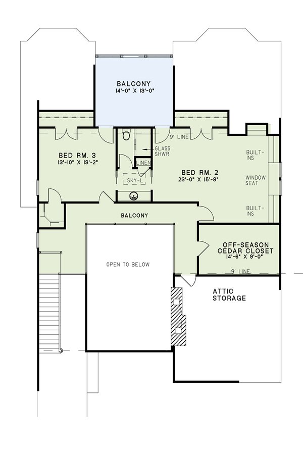 House Design - European Floor Plan - Upper Floor Plan #17-202