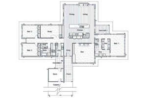 Floor Plan - Main Floor for Ranch House Plan #496-6 - 3 bed, 2 bath