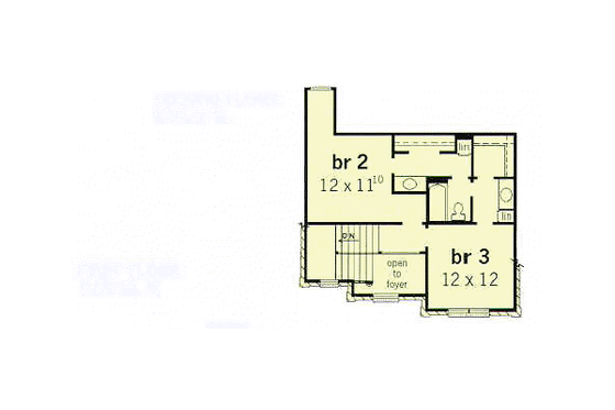 Floor Plan - Upper Floor for European House Plan #16-201 - 3 bed, 2.5 bath