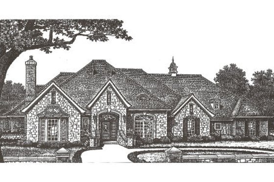Exterior - Front Elevation for European House Plan #310-334 - 4 bed, 3.5 bath