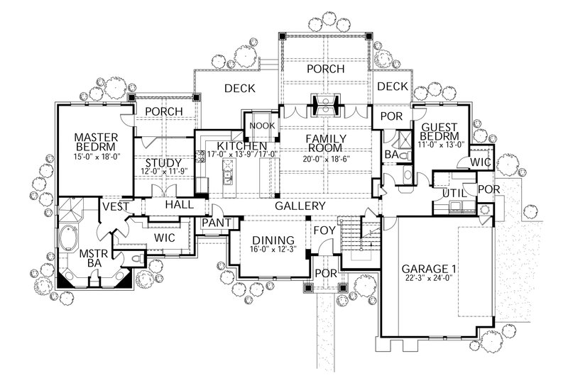 Dream House Plan - Floor Plan - Main Floor for Craftsman House Plan #80-205 - 4 bed, 3.5 bath