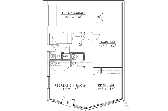 Floor Plan - Lower Floor for Log House Plan #117-398 - 4 bed, 2.5 bath