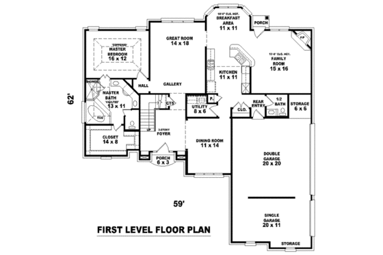 Floor Plan - Main Floor for European House Plan #81-1013 - 3 bed, 2.5 bath