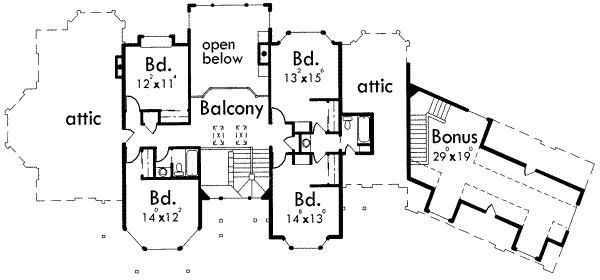 European Floor Plan - Upper Floor Plan #303-348