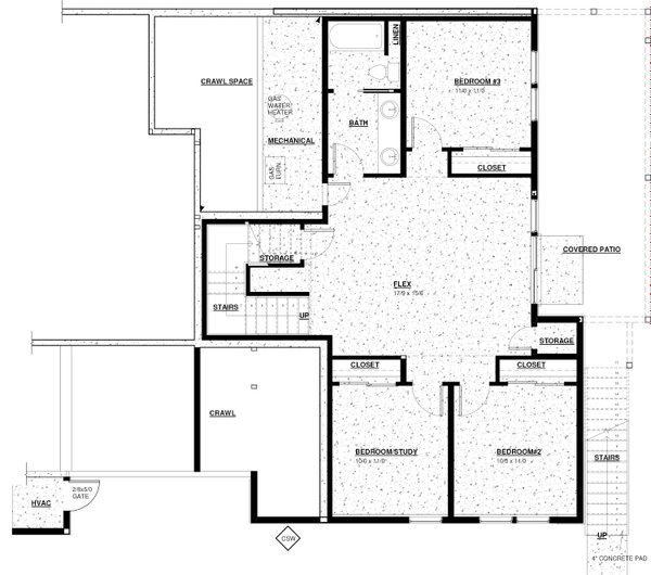Architectural House Design - Craftsman Floor Plan - Lower Floor Plan #895-155