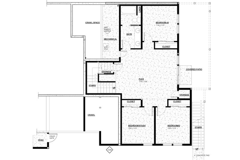 Architectural House Design - Floor Plan - Lower Floor for Craftsman House Plan #895-155 - 4 bed, 2.5 bath