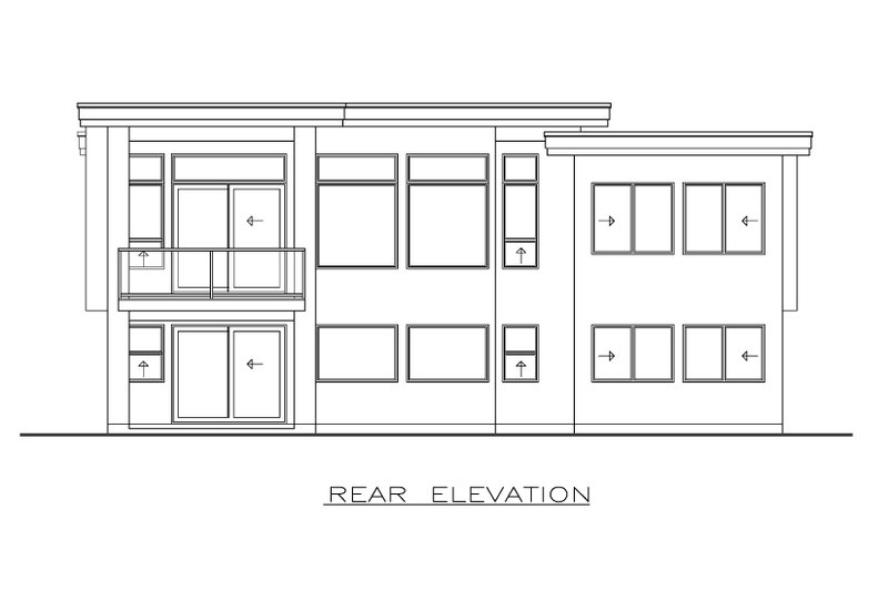 House Blueprint - Exterior - Rear Elevation for Modern House Plan #1100-20 - 2 bed, 1.5 bath