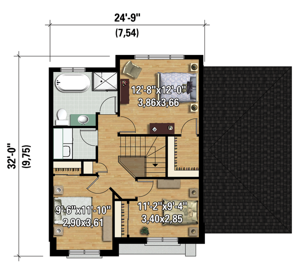 Contemporary Floor Plan - Upper Floor Plan #25-4313