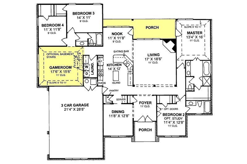 Dream House Plan - Floor Plan - Main Floor for Traditional House Plan #20-345 - 4 bed, 3 bath