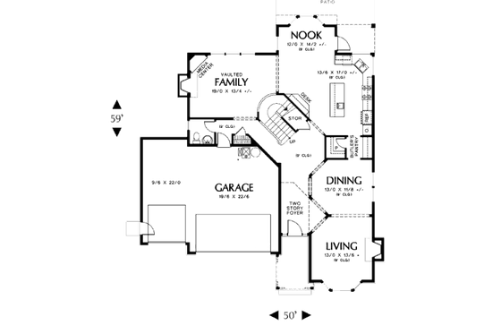Floor Plan - Main Floor for European House Plan #48-442 - 4 bed, 2.5 bath