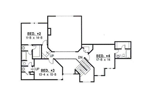 Floor Plan - Upper Floor for Traditional House Plan #67-291 - 4 bed, 4 bath
