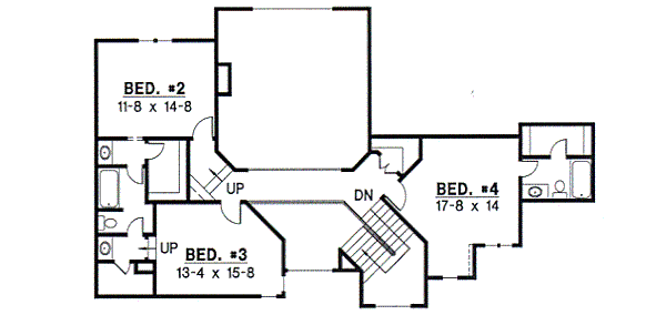 Traditional Floor Plan - Upper Floor Plan #67-291