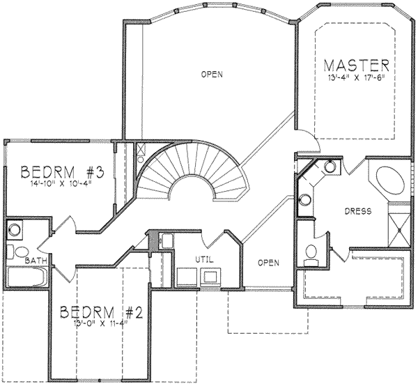 Traditional Floor Plan - Upper Floor Plan #6-210