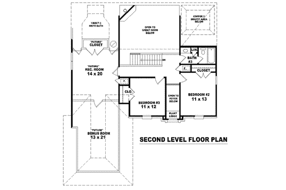 Floor Plan - Upper Floor for European House Plan #81-794 - 3 bed, 3 bath