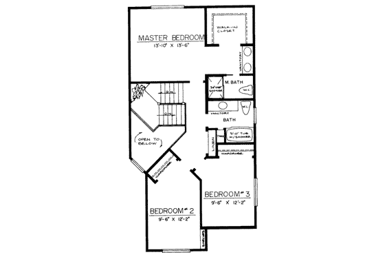 Floor Plan - Upper Floor for Bungalow House Plan #303-297 - 3 bed, 2.5 bath