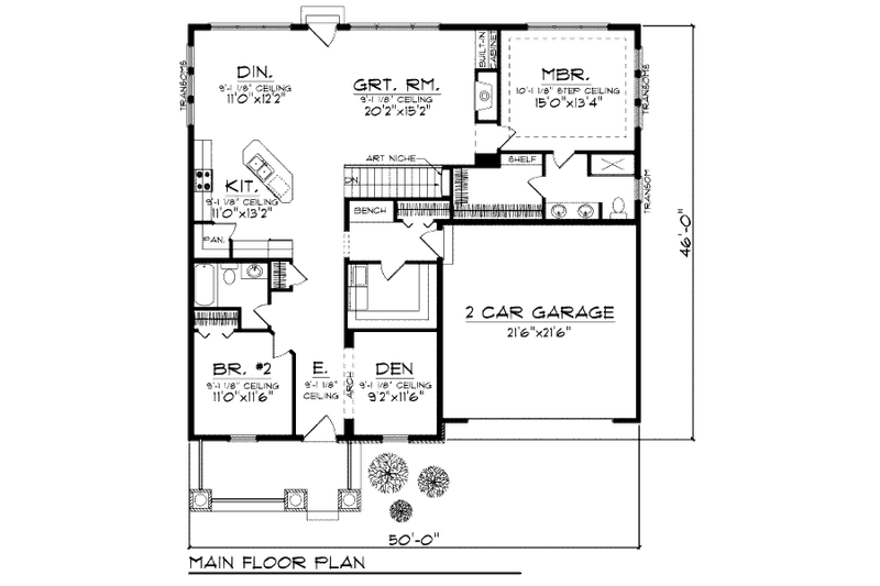 House Plan Design - Floor Plan - Main Floor for Traditional House Plan #70-947 - 2 bed, 1 bath