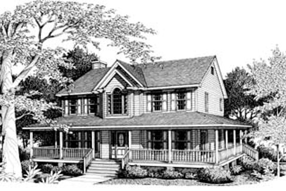 Exterior - Front Elevation for Country House Plan #10-214 - 3 bed, 2.5 bath