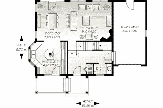 Floor Plan - Main Floor for European House Plan #23-575 - 3 bed, 2.5 bath