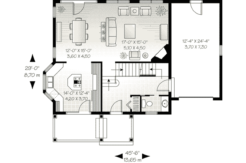 Dream House Plan - Floor Plan - Main Floor for European House Plan #23-575 - 3 bed, 2.5 bath