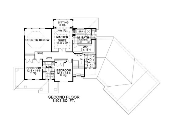 Floor Plan - Upper Floor for Craftsman House Plan #51-303 - 3 bed, 2.5 bath