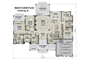 Floor Plan - Main Floor for Farmhouse House Plan #51-1170 - 3 bed, 2.5 bath